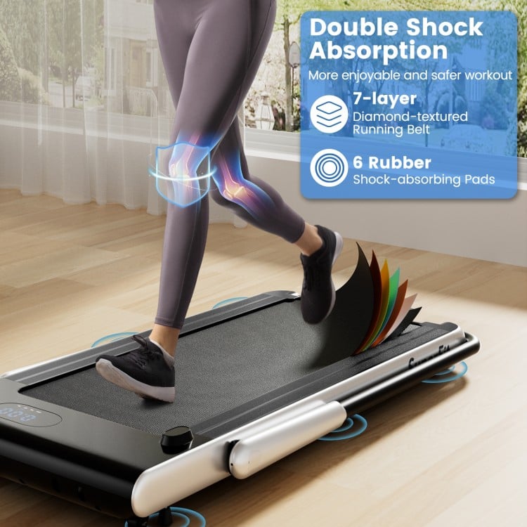 3-in-1 3HP Folding Treadmill with Smart Apps Remote Control and Speakers-Silver