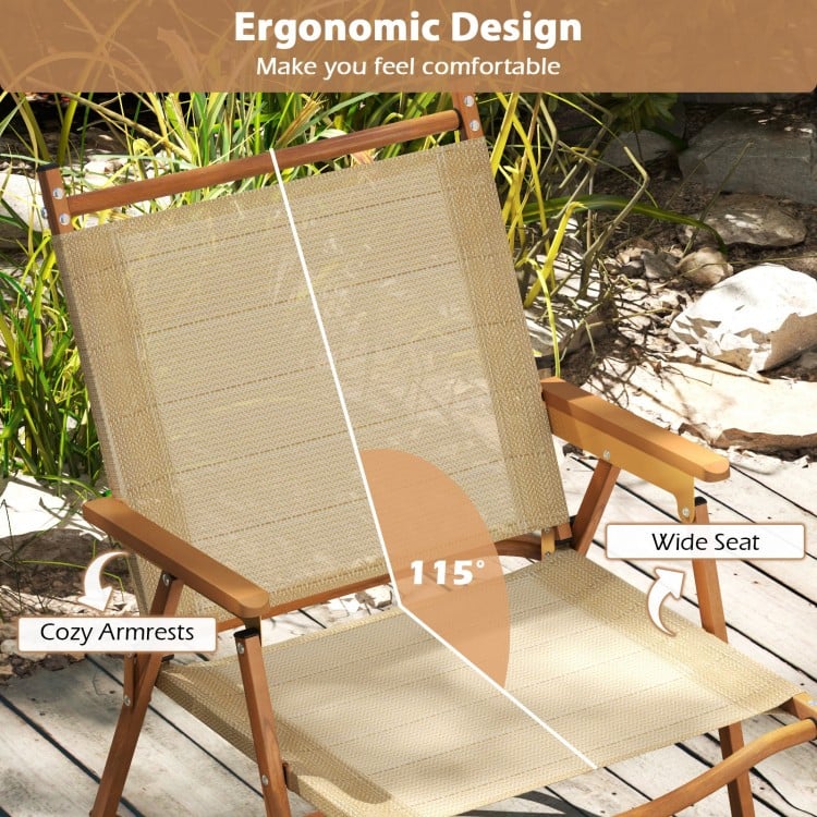 Folding Camp Chairs Set of 2 Lightweight Beach Chairs-Beige