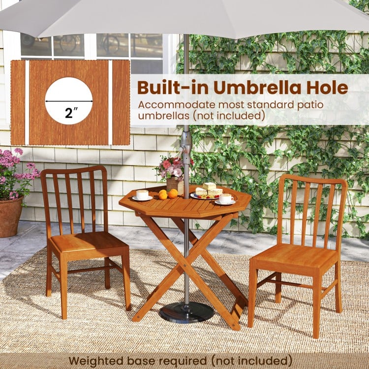 Octagon Folding Patio Table with 2 Inches Umbrella Hole