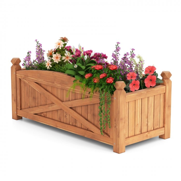 Wooden Raised Garden Bed  Drainage Holes for Patio Garden-L