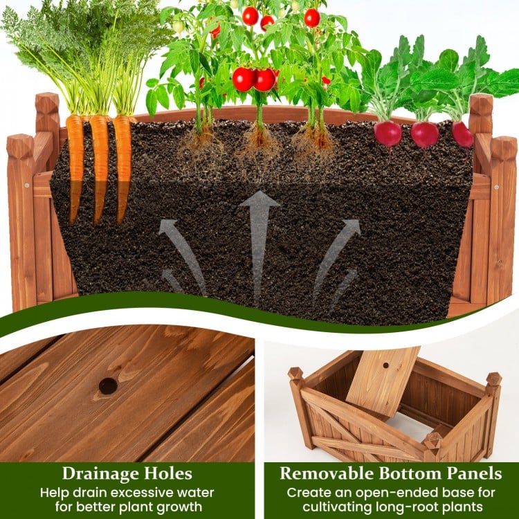 Wooden Raised Garden Bed  Drainage Holes for Patio Garden-L
