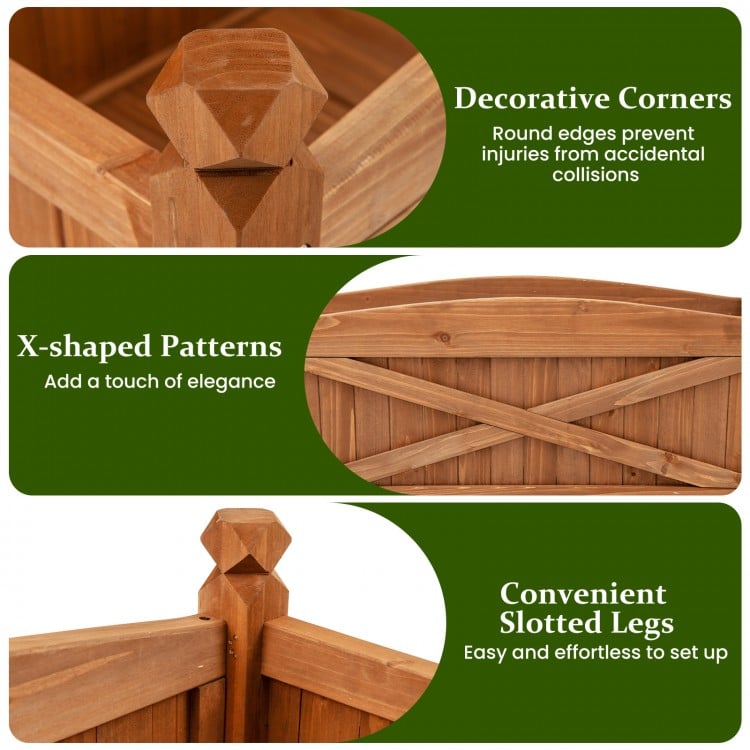Wooden Raised Garden Bed  Drainage Holes for Patio Garden-L