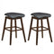 Swivel Bar Stools Set of 2 with Padded Contoured Seat and Footrest-Black & Brown