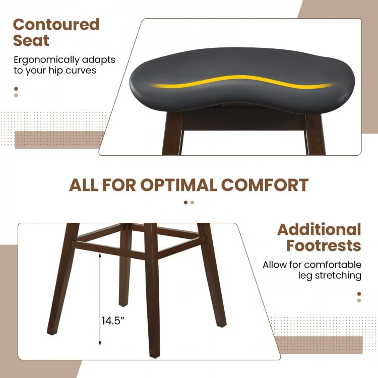 Swivel Bar Stools Set of 2 with Padded Contoured Seat and Footrest-Black & Brown