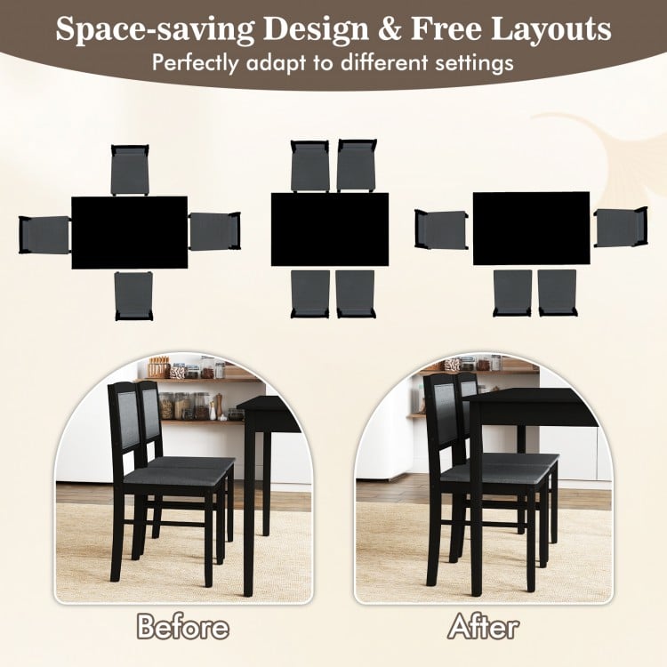 5-Piece Dining Set for 4 with Rubber Wood Legs for Small Dining Room-Gray