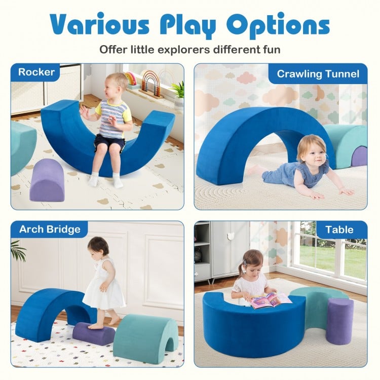 Rainbow Arc Climber Playset Foam Climbing Blocks with Machine Washable Covers-Multicolor