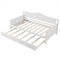 Twin Size Daybed with Trundle and Slats Support on Wheels-White