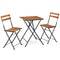 3 Piece Patio Acacia Wood Bistro Set with Slatted Seat and Tabletop-Brown
