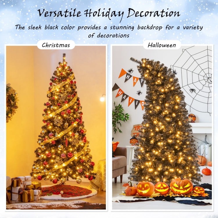 6/7 FT Artificial Christmas Tree with Bendable Top Section and Warm Light-7 ft