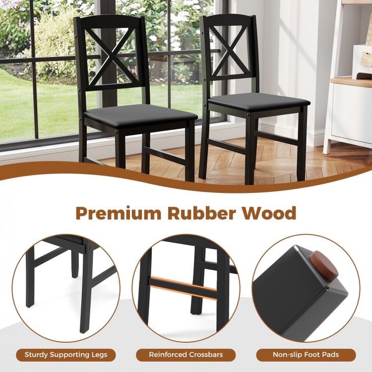 3-Piece Dining Table Set Wooden Square Kitchen Table for 2 People-Gray
