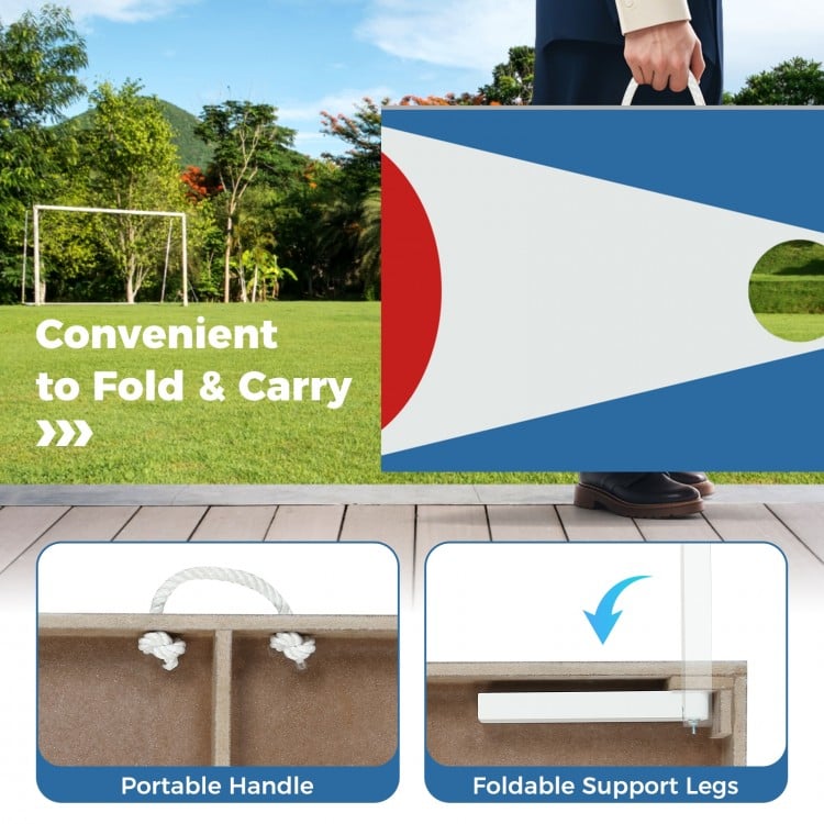 3 x 2FT Cornhole Board Set  Portable Cornhole Board with Foldable Legs and Side Handle-Blue