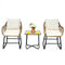 3-Piece Patio Bistro Set with 2 Rattan Chairs and Square Glass Coffee Table-White