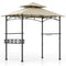 8 x 5 Feet Outdoor Grill Gazebo with 2 Side Shelves and 10 Hooks-Beige