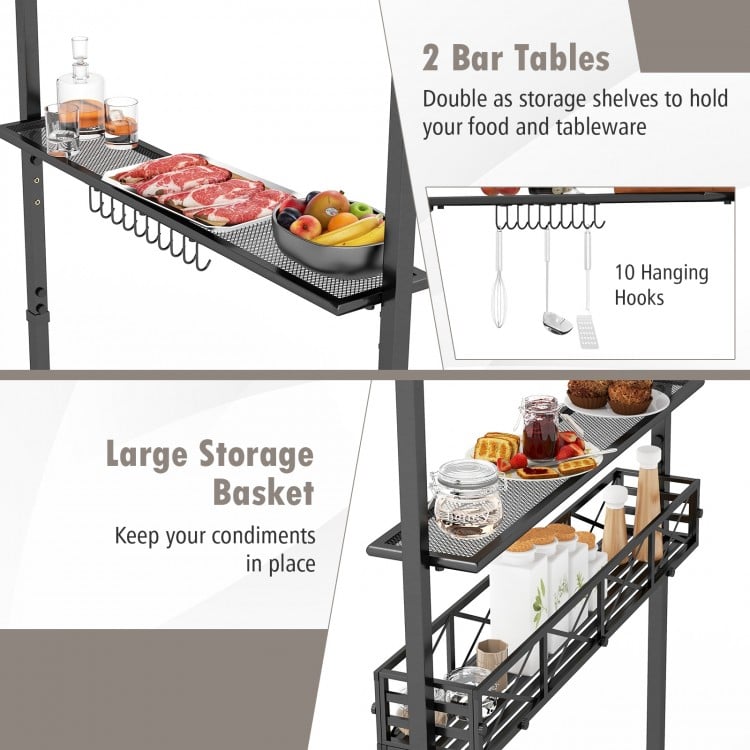 8 x 5 Feet Outdoor Grill Gazebo with 2 Side Shelves and 10 Hooks-Beige