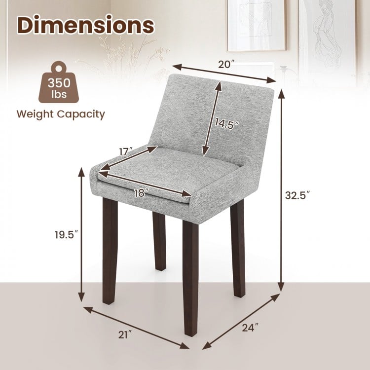 Modern Upholstered Fabric Side Leisure Chair Set of 2-Gray