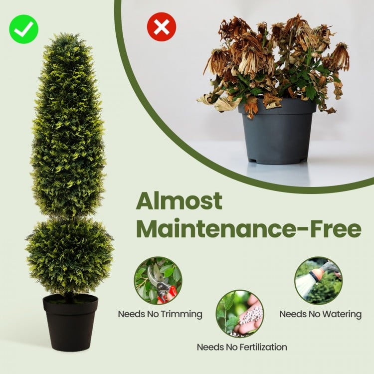 4 Feet Artificial Boxwood Topiary Tree with Natural Vines and PE Leaves-Green