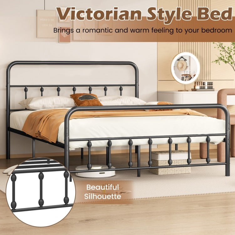 Bed Frame with Headboard and Under Bed Storage Black-Queen Size