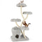 Freestanding Cat Tower with four Flower-shaped Platforms and Sisal Scratching Posts-Gray