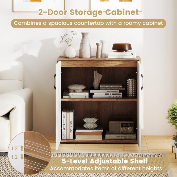 Coffee Bar Cabinet with 5-Position Adjustable Shelf for Living Room Dining Room-Natural