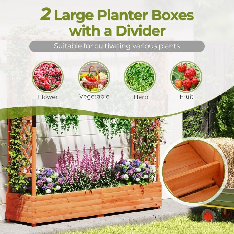Raised Garden Bed with Arch Trellis and Hanging Roof-Orange