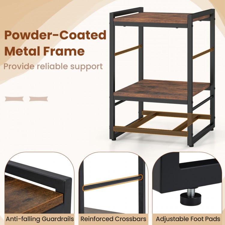 Nightstand Industrial Bedside Table with Open Storage Shelf and Fabric Drawer-Rustic Brown