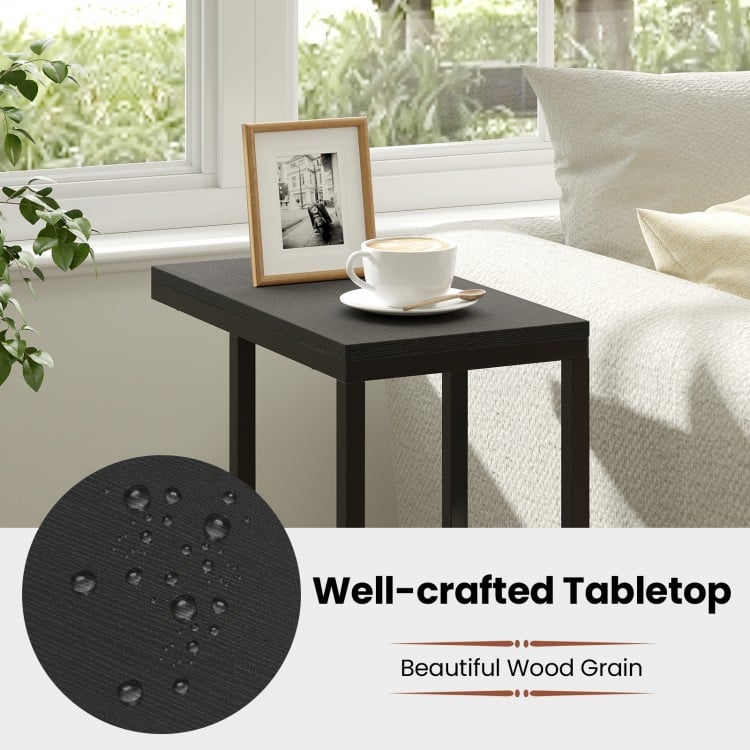 C-shaped Side Table with Heavy-duty Metal Frame-Black
