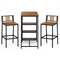 3 Pieces Outdoor Wood Bar Set with 3-Tier Storage Shelf and Metal Frame
