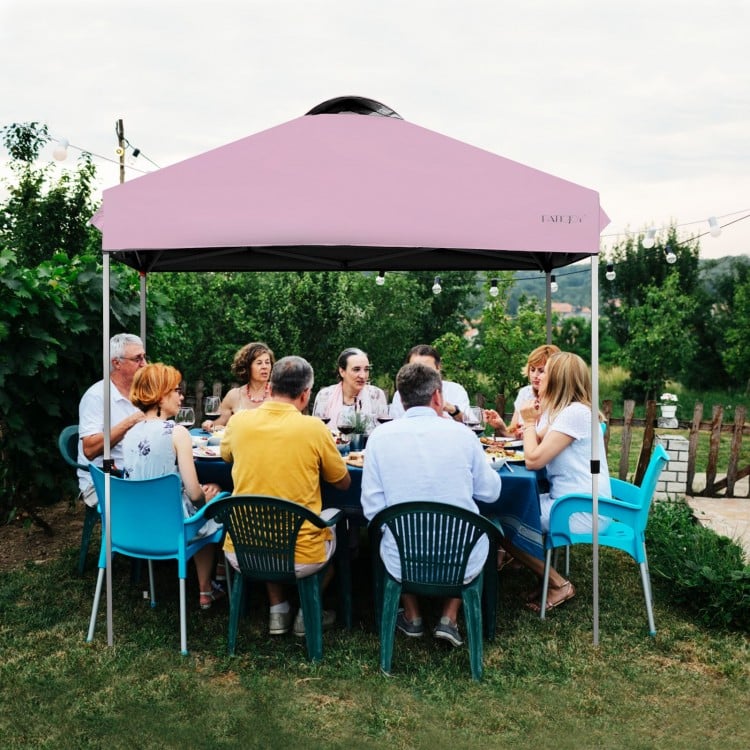 6.6 x 6.6 Feet Outdoor Pop-up Canopy Tent with Roller Bag-Pink