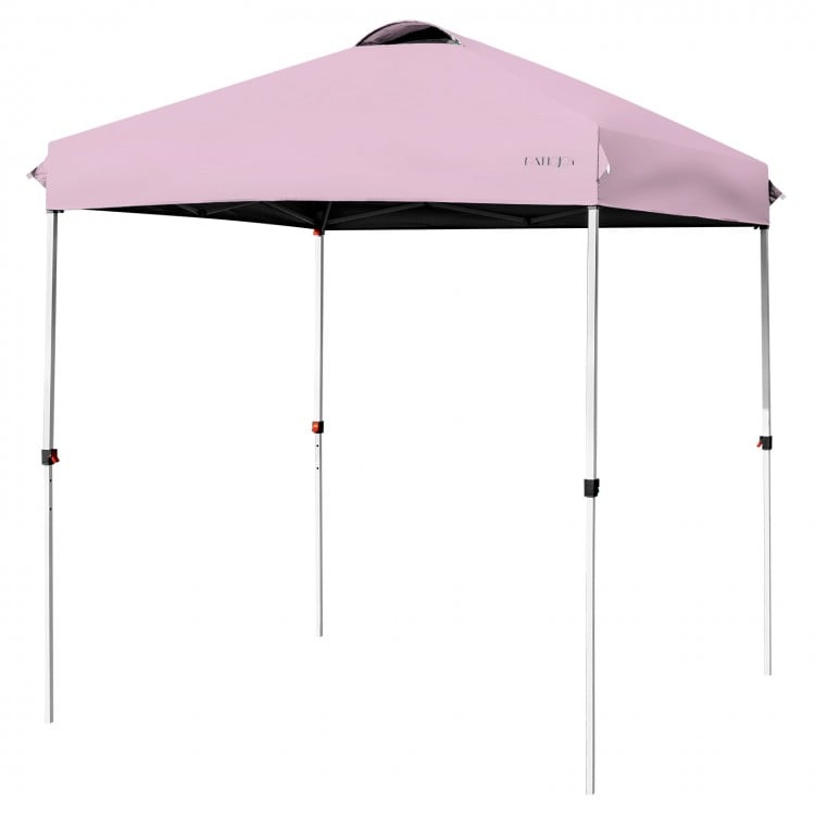 6.6 x 6.6 Feet Outdoor Pop-up Canopy Tent with Roller Bag-Pink