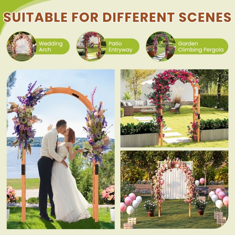 7.7 Feet Garden Arch Wooden Arbor for Climbing Plants