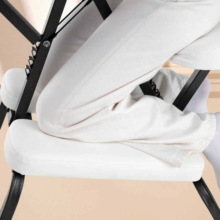 PU Leather Pad Travel Massage Chair with Thickened Sponge and Carrying Bag-White