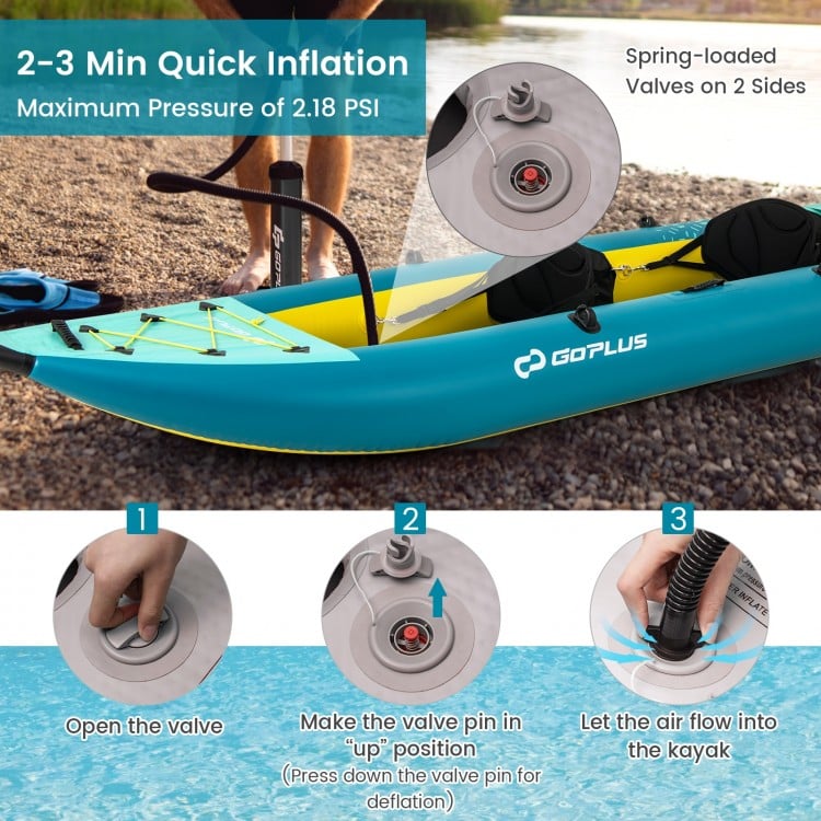 Inflatable 2-person Kayak Set with Aluminium Oars and Repair Kit