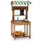 Double-Sided Mud Kitchen with Canopy and Chalkboard for 3+ Years Old-Natural