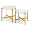 Round Coffee Table Set of 2 with Heavy-Duty Metal Frame-White