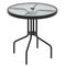 27.5 Inch Round Patio Dining Table with Rippled Tempered Glass Top for Backyard