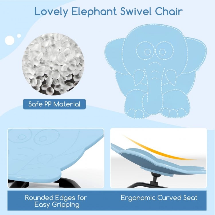 Kids Sensory Swivel Chair Elephant Petal 360° Spinning Chair-Blue