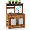 Mud Kitchen Fir Wood Play Kitchen with 4 Panting Pots Faucet Removable Sink-Natural