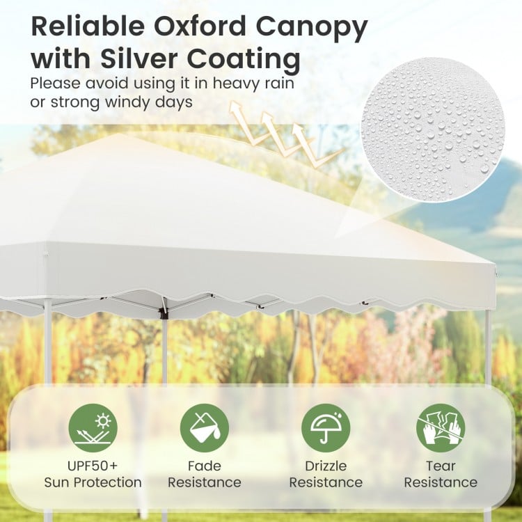 Foldable 10 X 10 Feet Pop up Canopy Tent with Wheeled Bag-White