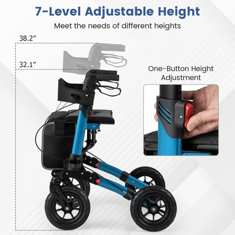 Folding Rollator Walker for Seniors with Seat for All Terrain-Navy