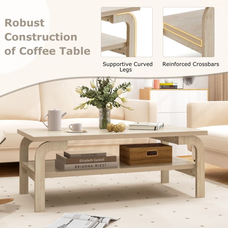 47 Inches Accent Rectangular Coffee Table for Living Room-Natural