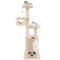 74 Inches Tall Wooden Cat Tower Tree with 2-Story Cat Condo and Washable Cushions-Natural