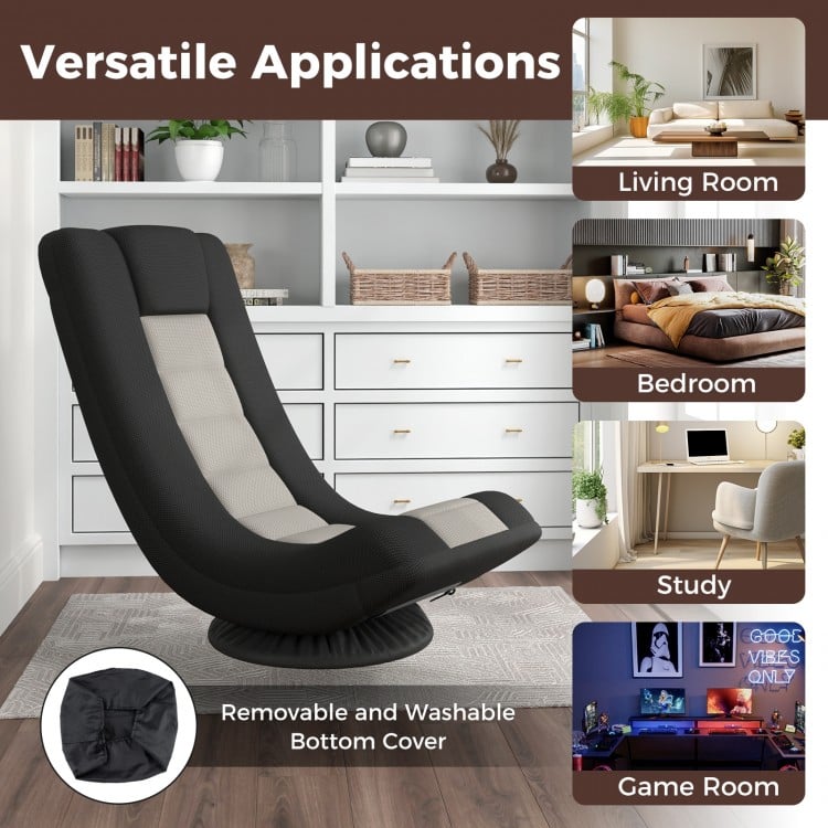360° Swivel Gaming Chair with 4 Adjustable Position-Black and Gray