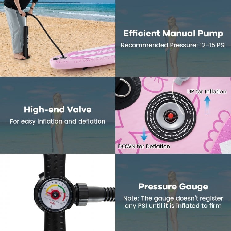 Inflatable Stand up Paddle Board iSUP Board Accessories with 3 Fins and Backpack