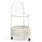 Modern Sofa Side Table on Lockable Wheels for Living Room Bedroom Study-White