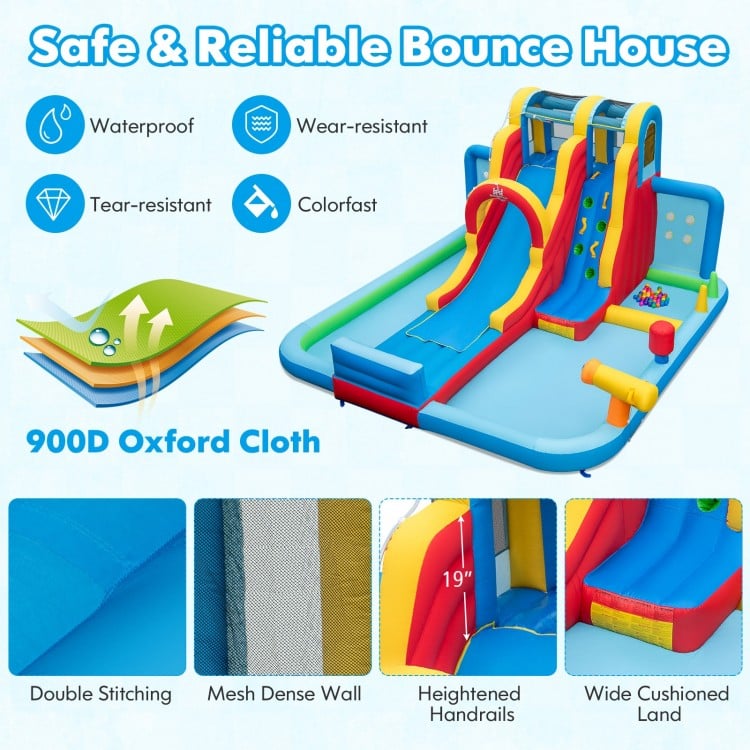 Inflatable Water Slide Water Park with Long Slide and Splash Pools and Ball Pit without Blower
