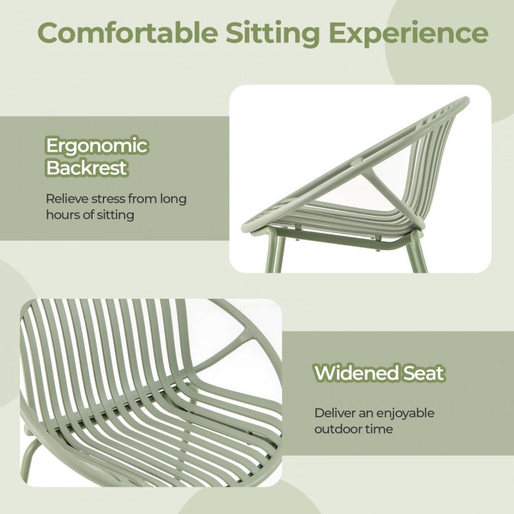 All Weather PP Patio Conversation Set with Round Coffee table and 2 Chairs-Green
