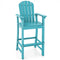 30 Inches Counter Height Outdoor HDPE Bar Stool with Armrests and Footrest-Turquoise