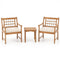 3 Piece Wood Patio Furniture Set with Seat Cushions and Acacia Wood Frame-White