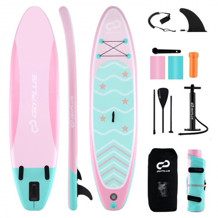 10/11 Feet Inflatable Stand up Paddle Board with 3 Fins and Adjustable Paddle