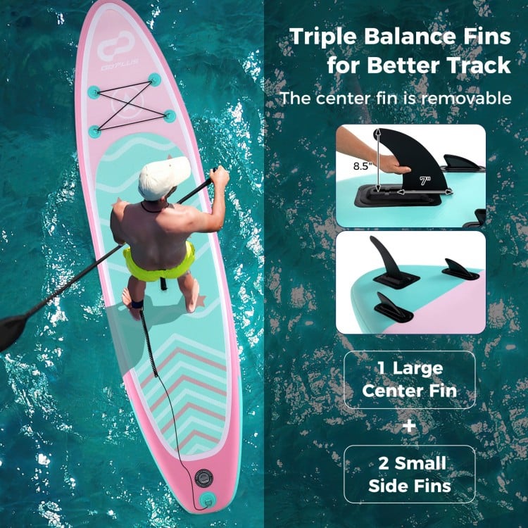 10/11 Feet Inflatable Stand up Paddle Board with 3 Fins and Adjustable Paddle